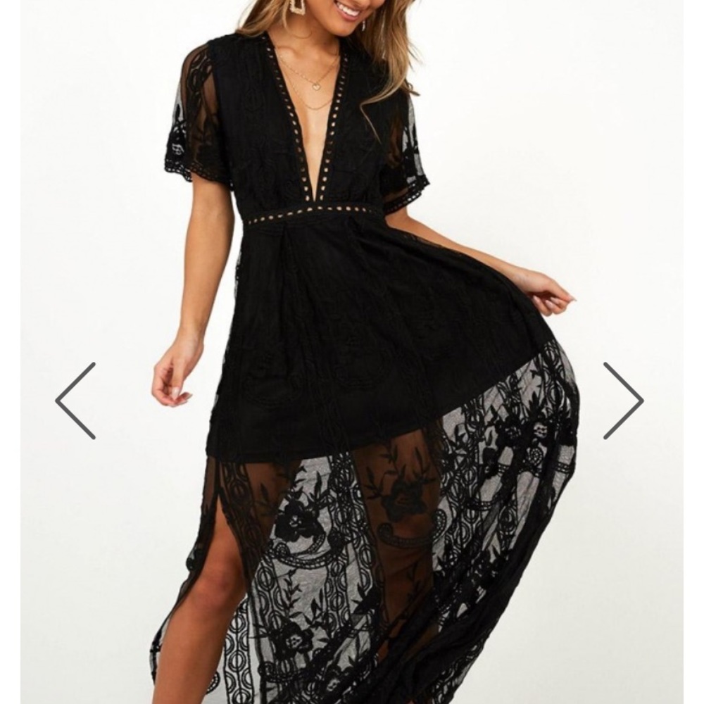 Love Spell Maxi Dress In Black Lace